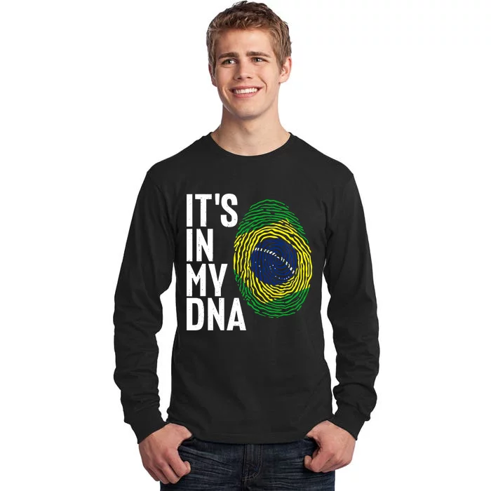 It's In My DNA Brazil Flag Jersey Brazil National Pride Tall Long Sleeve T-Shirt