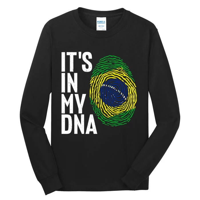 It's In My DNA Brazil Flag Jersey Brazil National Pride Tall Long Sleeve T-Shirt