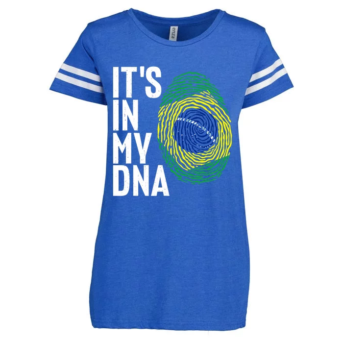 It's In My DNA Brazil Flag Jersey Brazil National Pride Enza Ladies Jersey Football T-Shirt