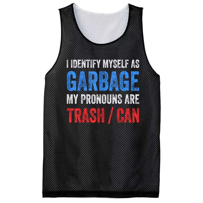 I Identify Myself As Garbage Supporters For Trump Mesh Reversible Basketball Jersey Tank