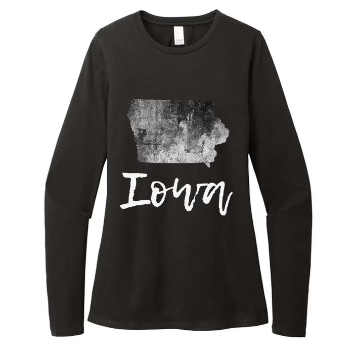 Iowa IA Map Grunge Vintage Graphic Home State Womens CVC Long Sleeve Shirt