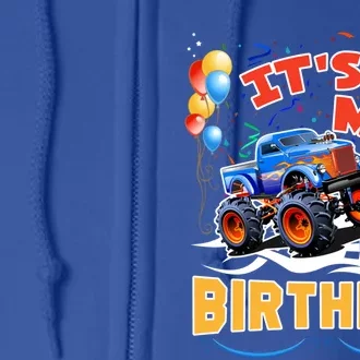 It Is My Birthday Boy Monster Truck Car Party Day Kids Cute Gift Full Zip Hoodie