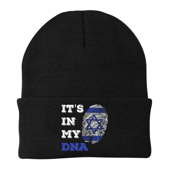 ItS In My Dna Israel Flag Fingerprint Israeli Patriotic Knit Cap Winter Beanie