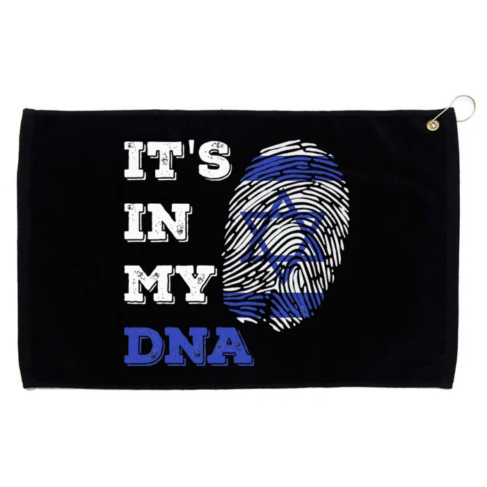 ItS In My Dna Israel Flag Fingerprint Israeli Patriotic Grommeted Golf Towel