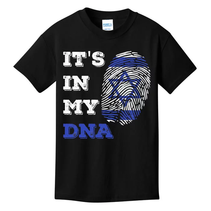 ItS In My Dna Israel Flag Fingerprint Israeli Patriotic Kids T-Shirt