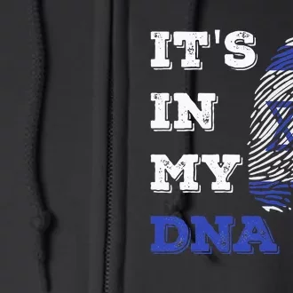 ItS In My Dna Israel Flag Fingerprint Israeli Patriotic Full Zip Hoodie