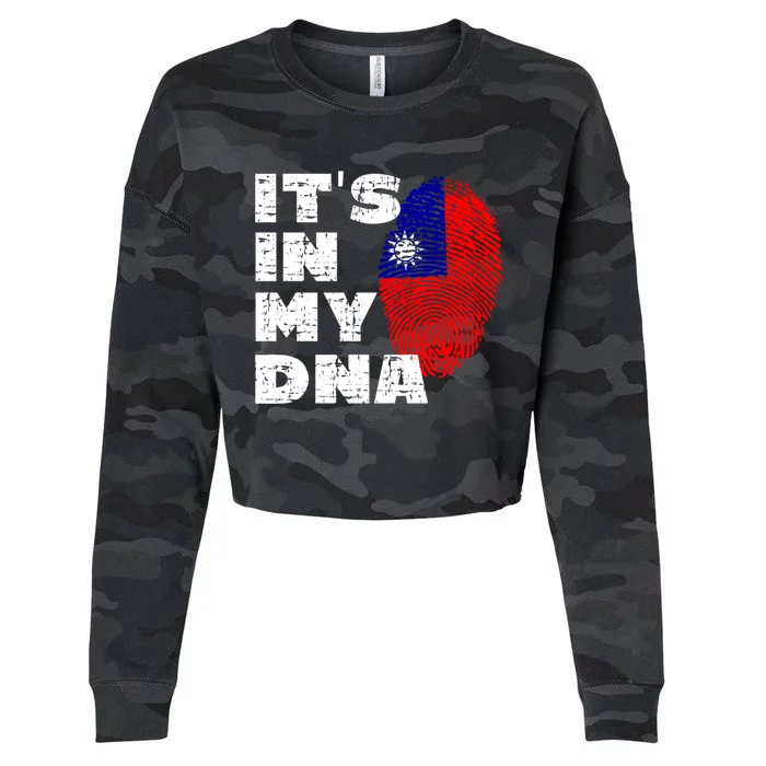 It's In My Dna Taiwan Flag Gift Cropped Pullover Crew