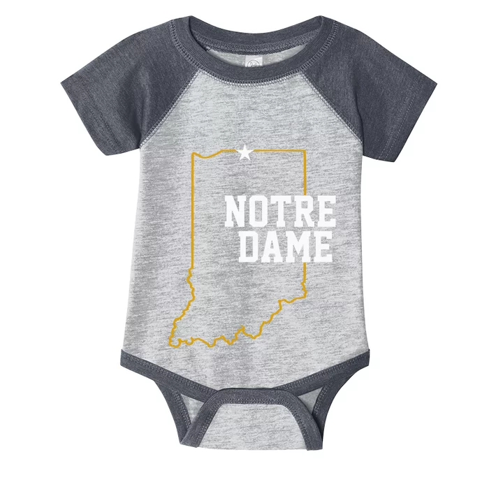 Indiana In N.O.T.R.E D.A.M.E State Of Indiana Infant Baby Jersey Bodysuit