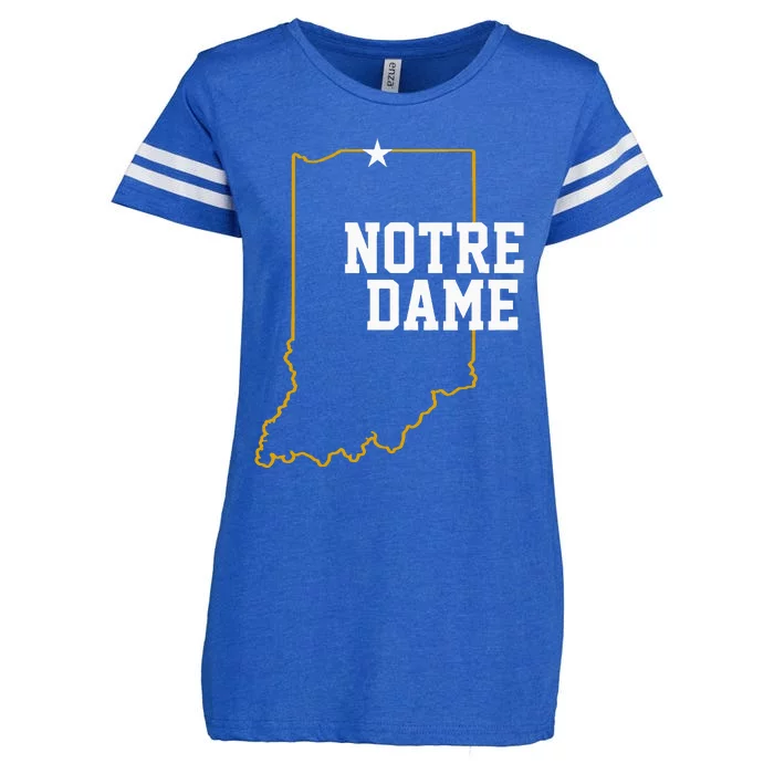 Indiana In N.O.T.R.E D.A.M.E State Of Indiana Enza Ladies Jersey Football T-Shirt