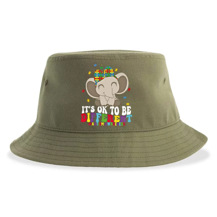 It Is Ok To Be Different Elephant Autism Awareness Acceptance Great Gift Sustainable Bucket Hat