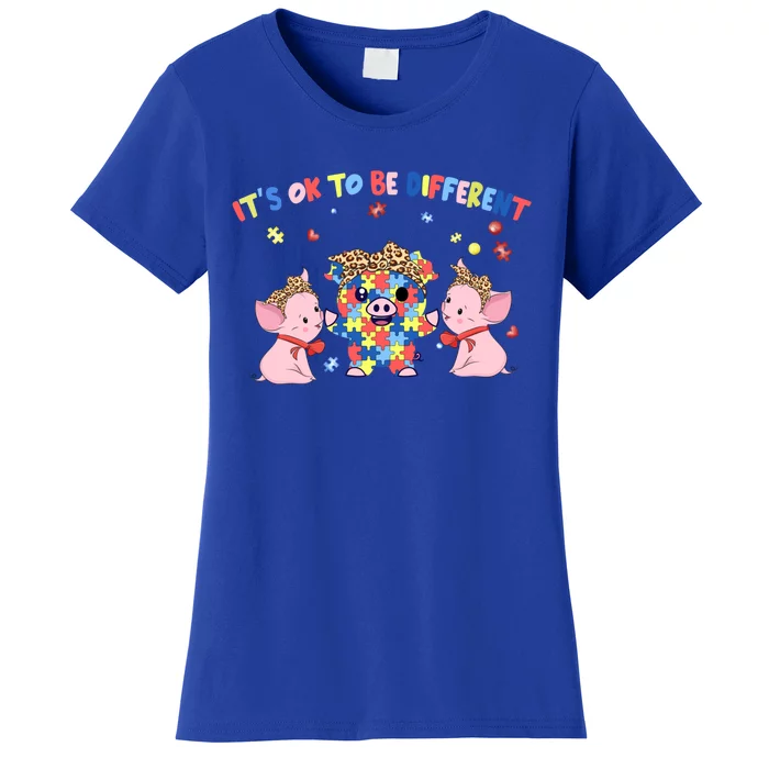 It Is Ok To Be Different Pig Autism Awareness Gift Women's T-Shirt