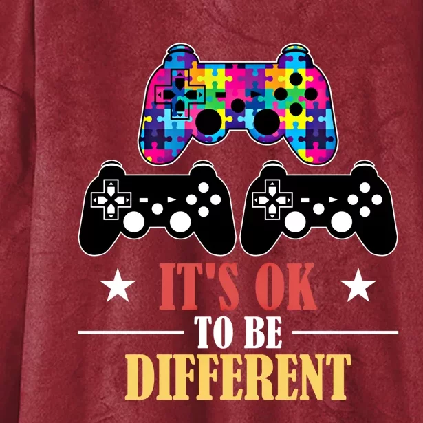 It Is Ok To Be A Different Video Game Autism Awareness Funny Gift Hooded Wearable Blanket