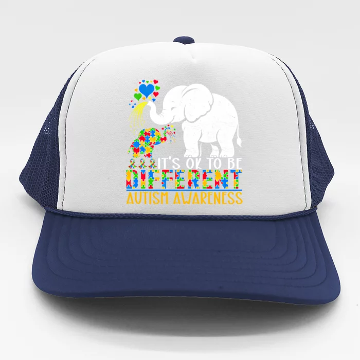 It Is Ok To Be Elephant Different Autism Awareness Gift Trucker Hat