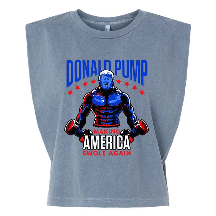 Donald Pump Swole America Trump Weight Lifting Gym Fitness Garment-Dyed Women's Muscle Tee