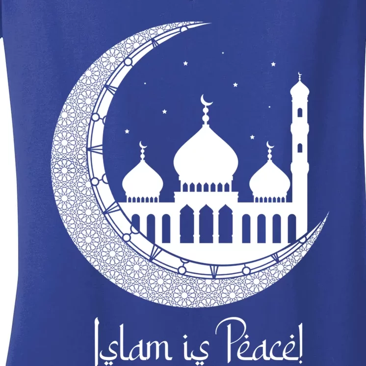 Islam Is Peace Islamic Mosque Ramadan Temple Muslim Religion Cute Gift Women's V-Neck T-Shirt