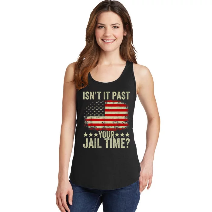 IsnT It Past Your Jail Time America Flag Design Ladies Essential Tank