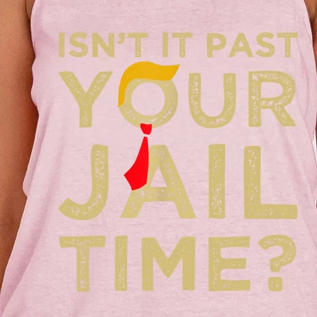 IsnT It Past Your Jail Time Funny Trump Saying Women's Knotted Racerback Tank