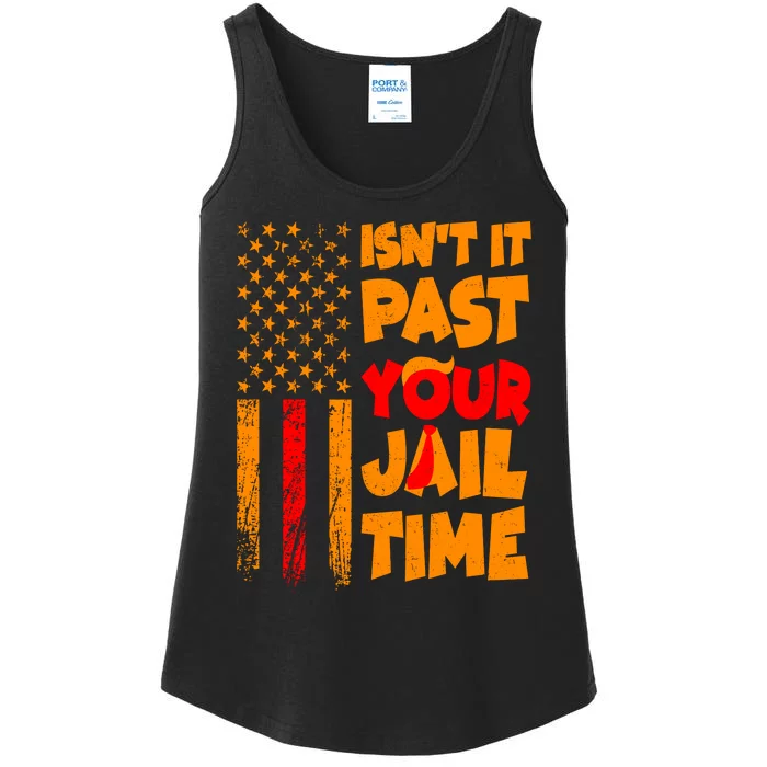 Isnt It Past Your Jail Time Anti Trump Distressed Usa Flag Ladies Essential Tank