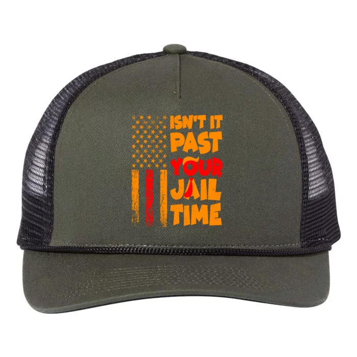 Isnt It Past Your Jail Time Anti Trump Distressed Usa Flag Retro Rope Trucker Hat Cap