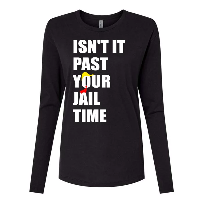 Isnt It Past Your Jail Time? Funny Sarcastic Quote Trump Womens Cotton Relaxed Long Sleeve T-Shirt