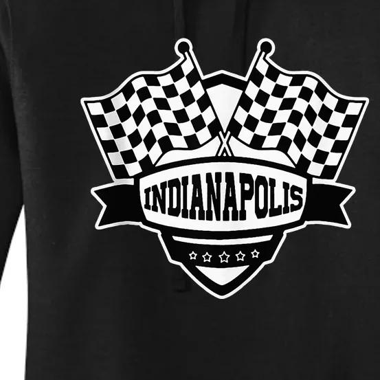 Indianapolis Indiana Racing Checkered Flag Women's Pullover Hoodie