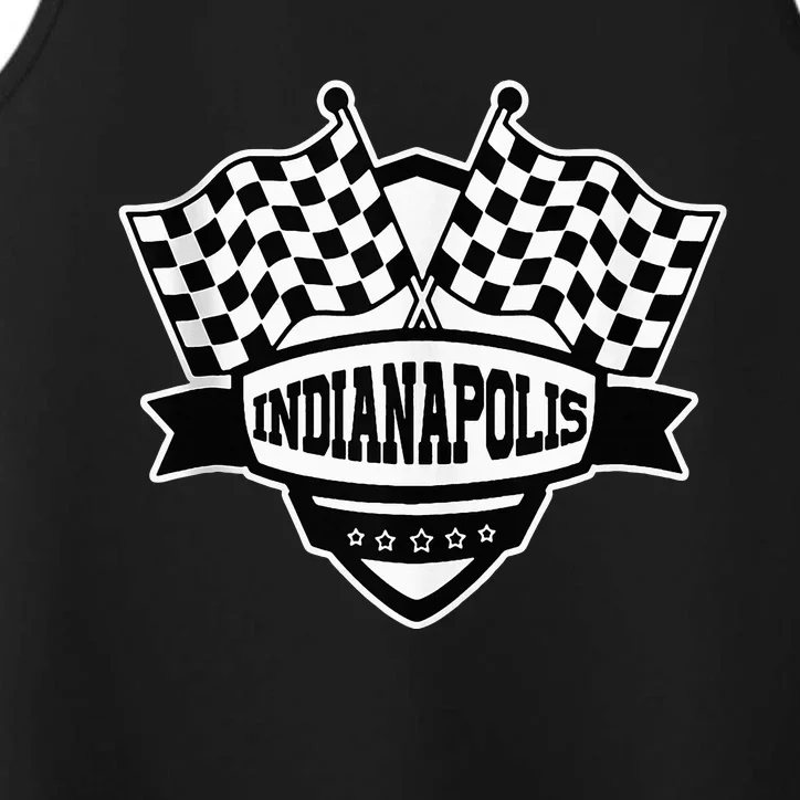 Indianapolis Indiana Racing Checkered Flag Performance Tank