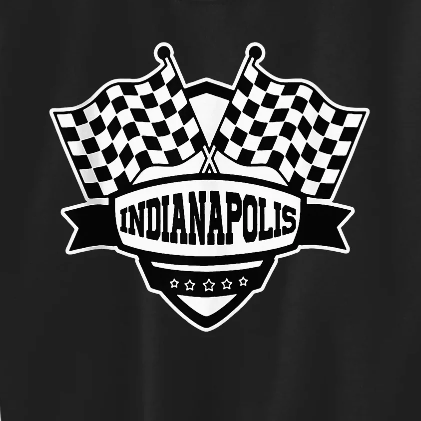 Indianapolis Indiana Racing Checkered Flag Kids Sweatshirt