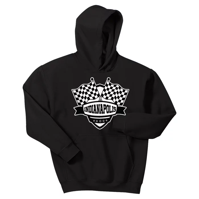 Indianapolis Indiana Racing Checkered Flag Kids Hoodie