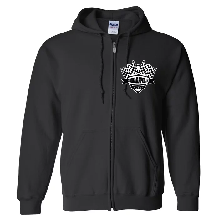 Indianapolis Indiana Racing Checkered Flag Full Zip Hoodie