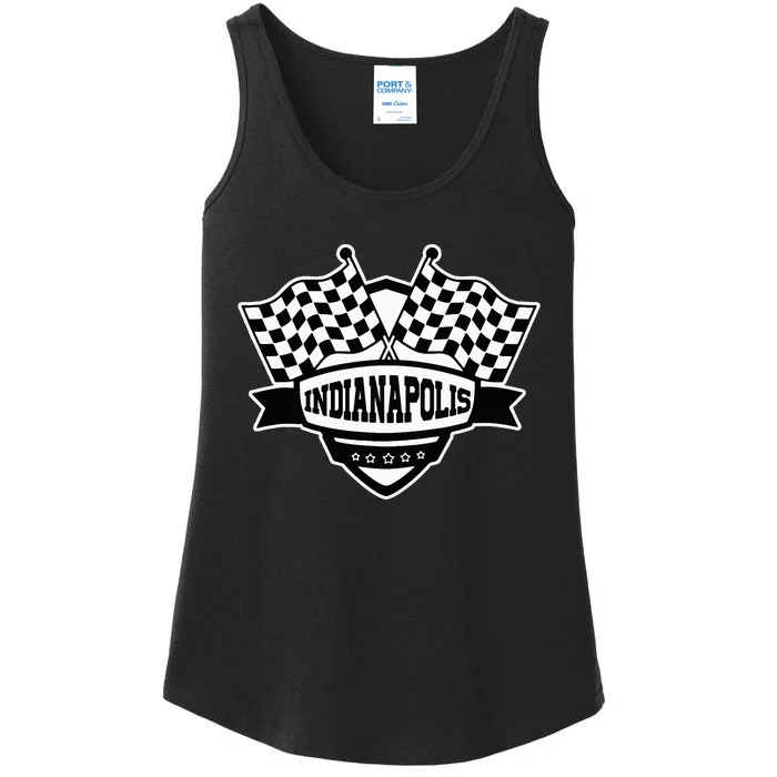 Indianapolis Indiana Racing Checkered Flag Ladies Essential Tank