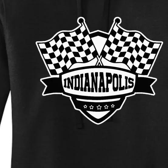 Indianapolis Indiana Racing Checkered Flag Women's Pullover Hoodie