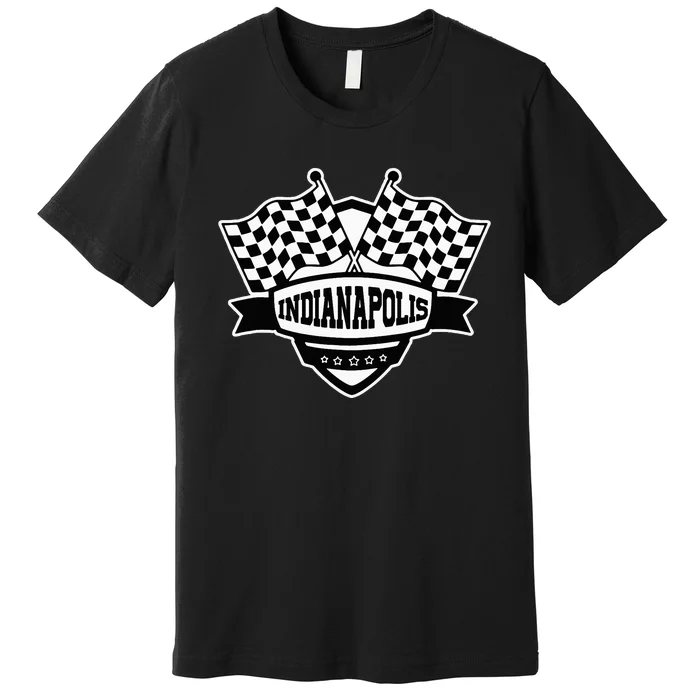 Indianapolis Indiana Racing Checkered Flag Premium T-Shirt