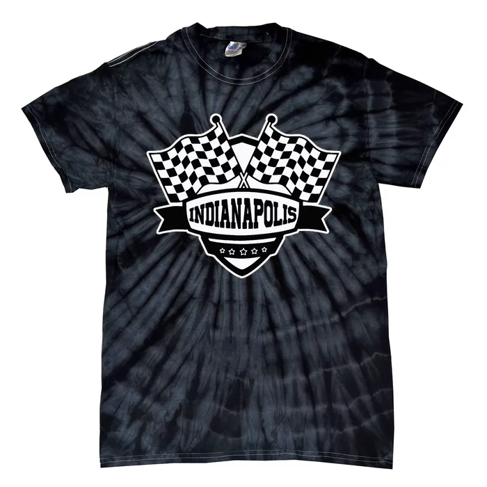 Indianapolis Indiana Racing Checkered Flag Tie-Dye T-Shirt