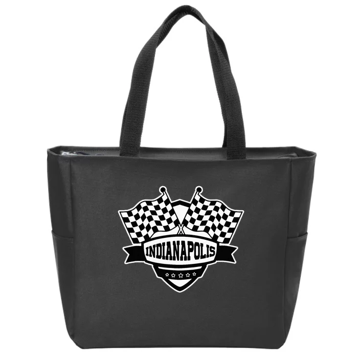 Indianapolis Indiana Racing Checkered Flag Zip Tote Bag