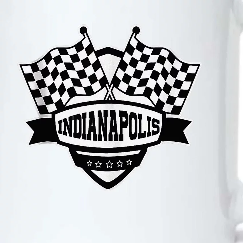 Indianapolis Indiana Racing Checkered Flag Black Color Changing Mug