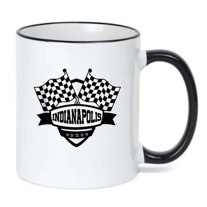 Indianapolis Indiana Racing Checkered Flag Black Color Changing Mug