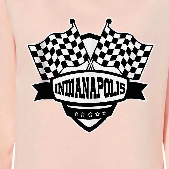 Indianapolis Indiana Racing Checkered Flag Womens California Wash Sweatshirt