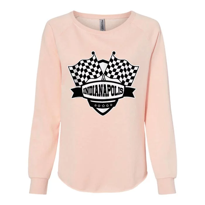 Indianapolis Indiana Racing Checkered Flag Womens California Wash Sweatshirt