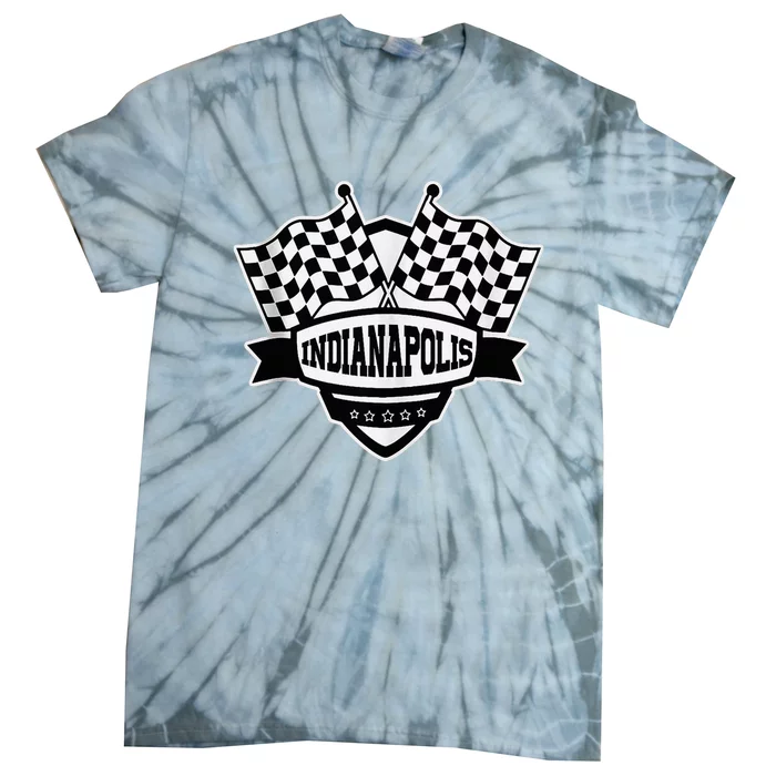 Indianapolis Indiana Racing Checkered Flag Tie-Dye T-Shirt