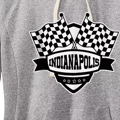 Indianapolis Indiana Racing Checkered Flag Women's Fleece Hoodie