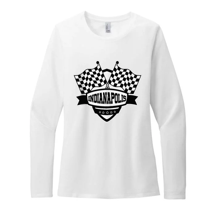 Indianapolis Indiana Racing Checkered Flag Womens CVC Long Sleeve Shirt