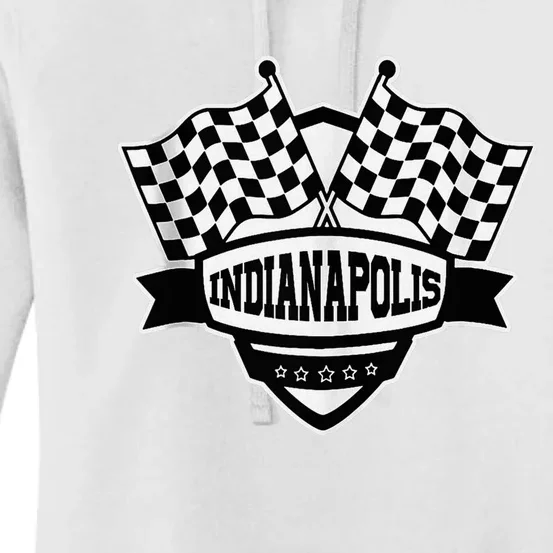 Indianapolis Indiana Racing Checkered Flag Women's Pullover Hoodie