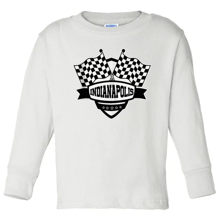 Indianapolis Indiana Racing Checkered Flag Toddler Long Sleeve Shirt