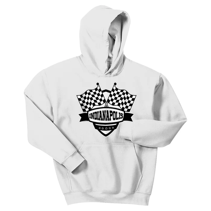 Indianapolis Indiana Racing Checkered Flag Kids Hoodie