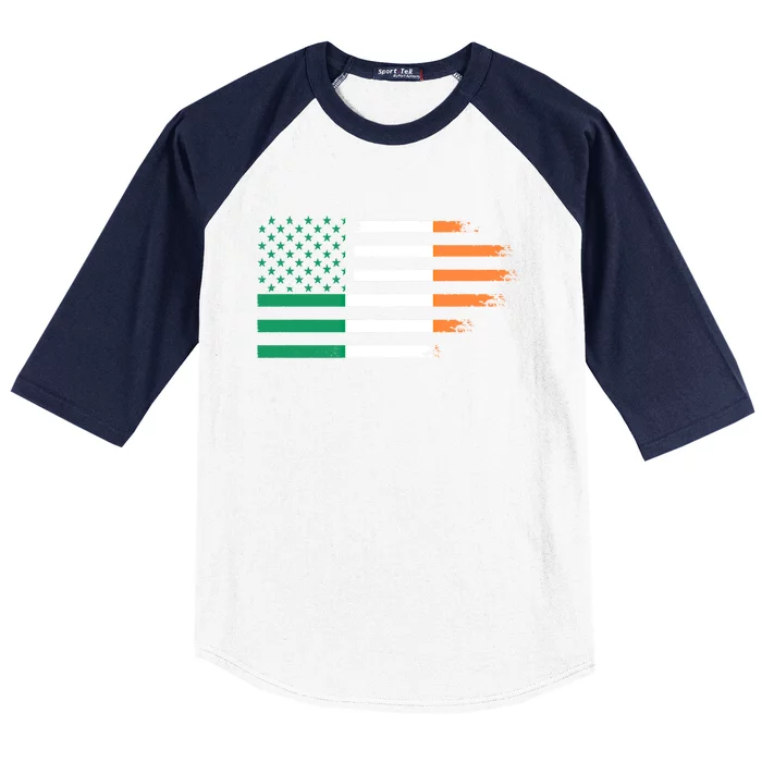 Ireland Irish Roots American Flag Irish Roots Gift Baseball Sleeve Shirt