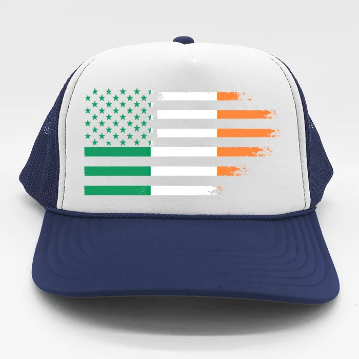 Ireland Irish Roots American Flag Irish Roots Gift Trucker Hat