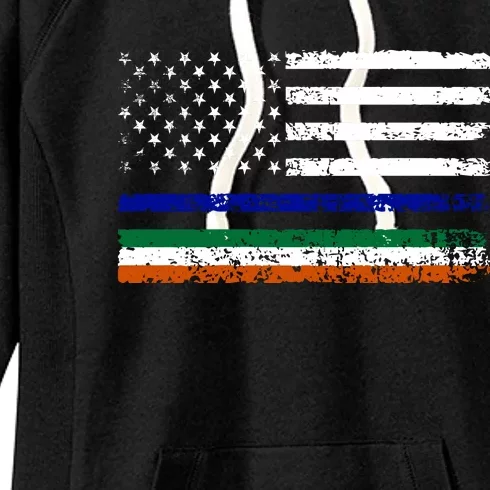 Irish USA Flag Police Officer Women's Fleece Hoodie