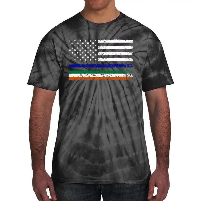 Irish USA Flag Police Officer Tie-Dye T-Shirt