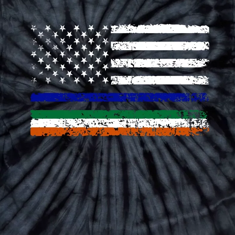 Irish USA Flag Police Officer Tie-Dye T-Shirt