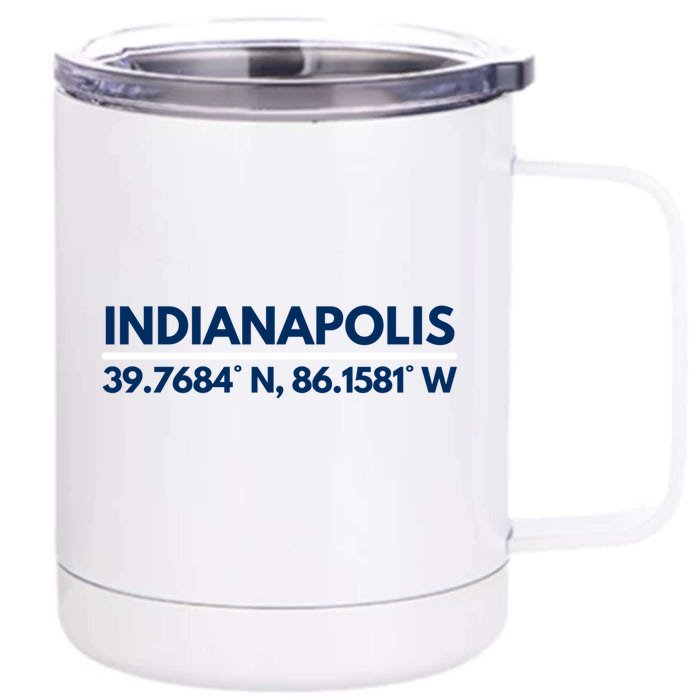 Indianapolis In Souvenir Indianapolis Latitude Longitude Gift Front & Back 12oz Stainless Steel Tumbler Cup